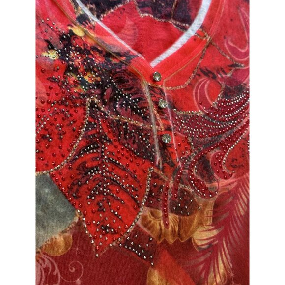 One World Live And Let‎ Live Woman Size 2X Colorful Sweater Blouse Gems Colorful - Picture 7 of 15